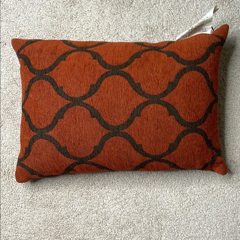 Bold Orange and Black Geometric Accent Pillow - Picture 1 of 4
